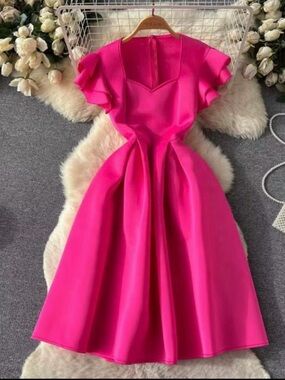 Elegant Fuchsia Fit-and-Flare Dress